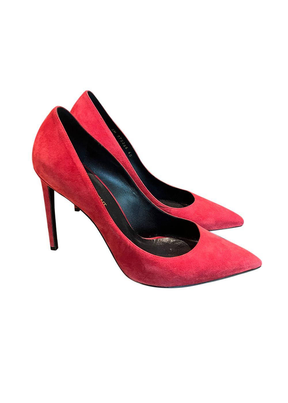 Red Suede Pointed Toe Pumps