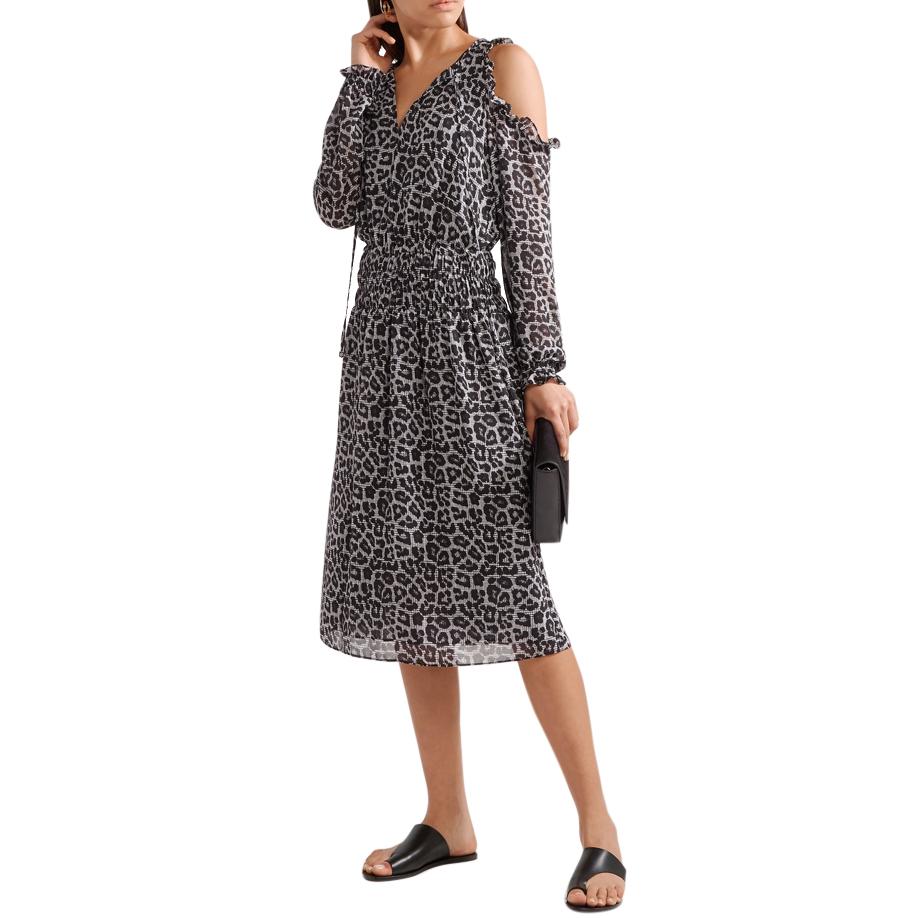 Michael Michael Kors Cold-shoulder printed chiffon midi dress