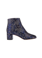 Navy Satin Jacquard Ankle Boots