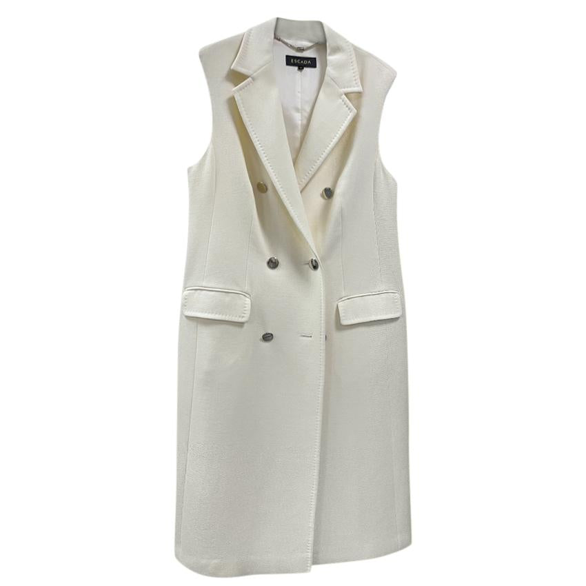 Escada Ivory Tailored Wool Sleeveless Jacket