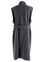 Harris Wharf Grey Shearling Wool Long Gilet