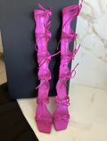 The Attico Pink Satin Aria Gladiator Sandal