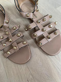 Nude Leather Studded Gladiator Sandals