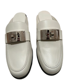 Hermes White Kelly Buckle Mules