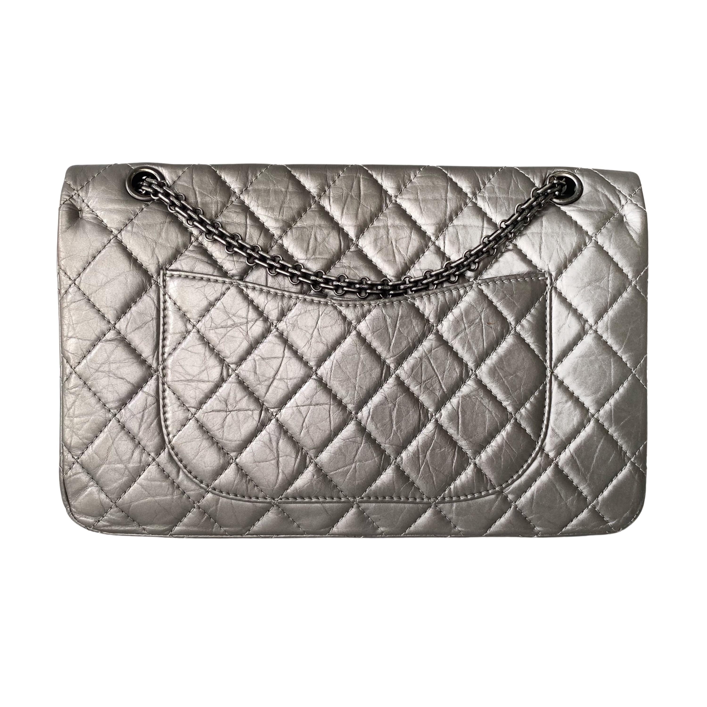 Vintage Silver Aged Leather 2.55 Reissue 227 Bag