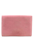 Asprey Pink Suede Turnlock Clutch