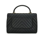 Chanel Black Chevron Trendy Top Handle Bag