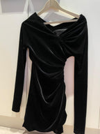 Alexandre Vauthier Off-the-shoulder ruched velvet mini dress