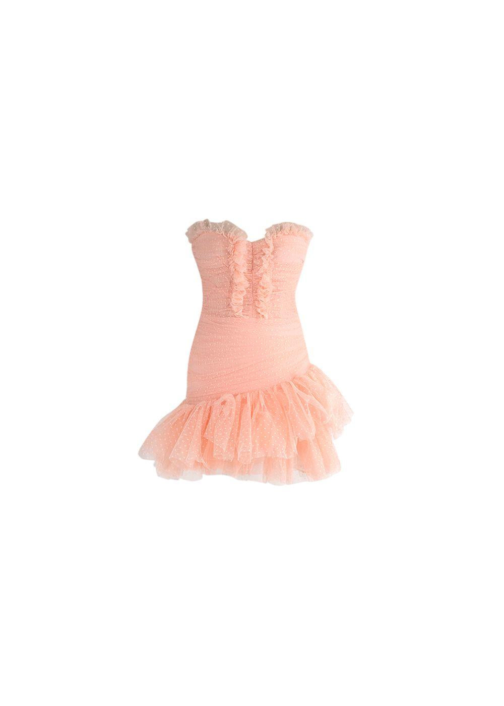 Pink Swiss Dot Tulle Cocktail Dress