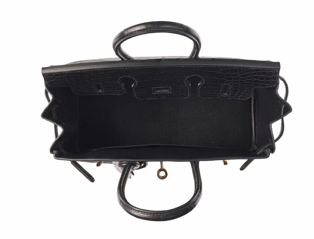 Matte Noir Sellier Mississippiensis Alligator 25cms Birkin with  Gold Hardware