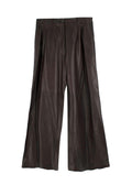 Nili Lotan Chocolate Brown Nico  Wide Leg Leather Trousers