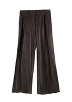 Nili Lotan Chocolate Brown Nico  Wide Leg Leather Trousers