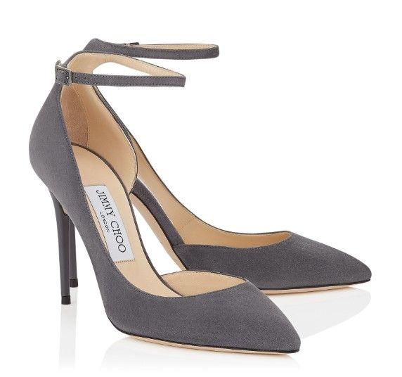 Jimmy Choo Lucy Grey Suede Half-d'Orsay Suede Pumps