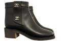 Chanel Black Interlocking CC Logo Ankle Boots