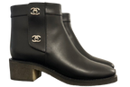 Chanel Black Interlocking CC Logo Ankle Boots