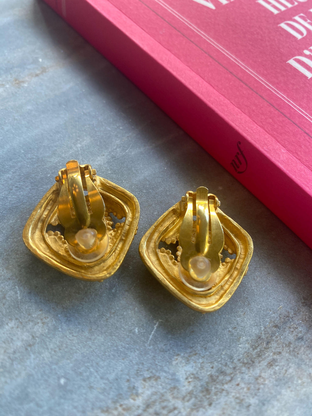 Chanel Vintage Gold Plated Brass CC Earrings