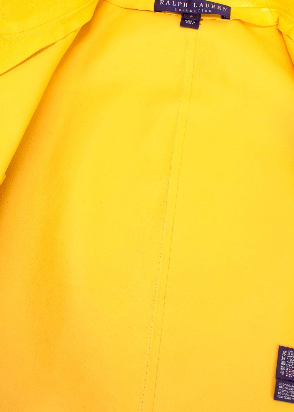 Ralph Lauren Collection Cropped Yellow Leather Jacket
