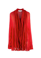 Victoria Beckham Red Sheer Ruffle Detail Blouse