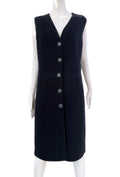 Chanel Navy Boucle Tweed Midi Dress  with Gripoix Jewel Buttons