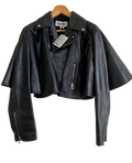 Black Trapeze Leather Biker Jacket