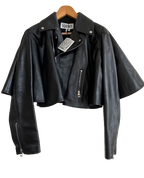 Black Trapeze Leather Biker Jacket