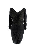 Isabel Marant Black Chiffon Ruched Mini Dress