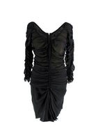 Isabel Marant Black Chiffon Ruched Mini Dress