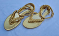 Gold leather braided thong sandals