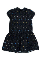 Black Metallic Detail Star Print Embellished Dress