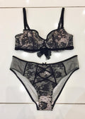 Chantal Thomass Paris Couture Leavers Lace & Velvet Bra & Brief Set
