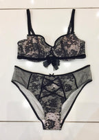 Chantal Thomass Paris Couture Leavers Lace & Velvet Bra & Brief Set