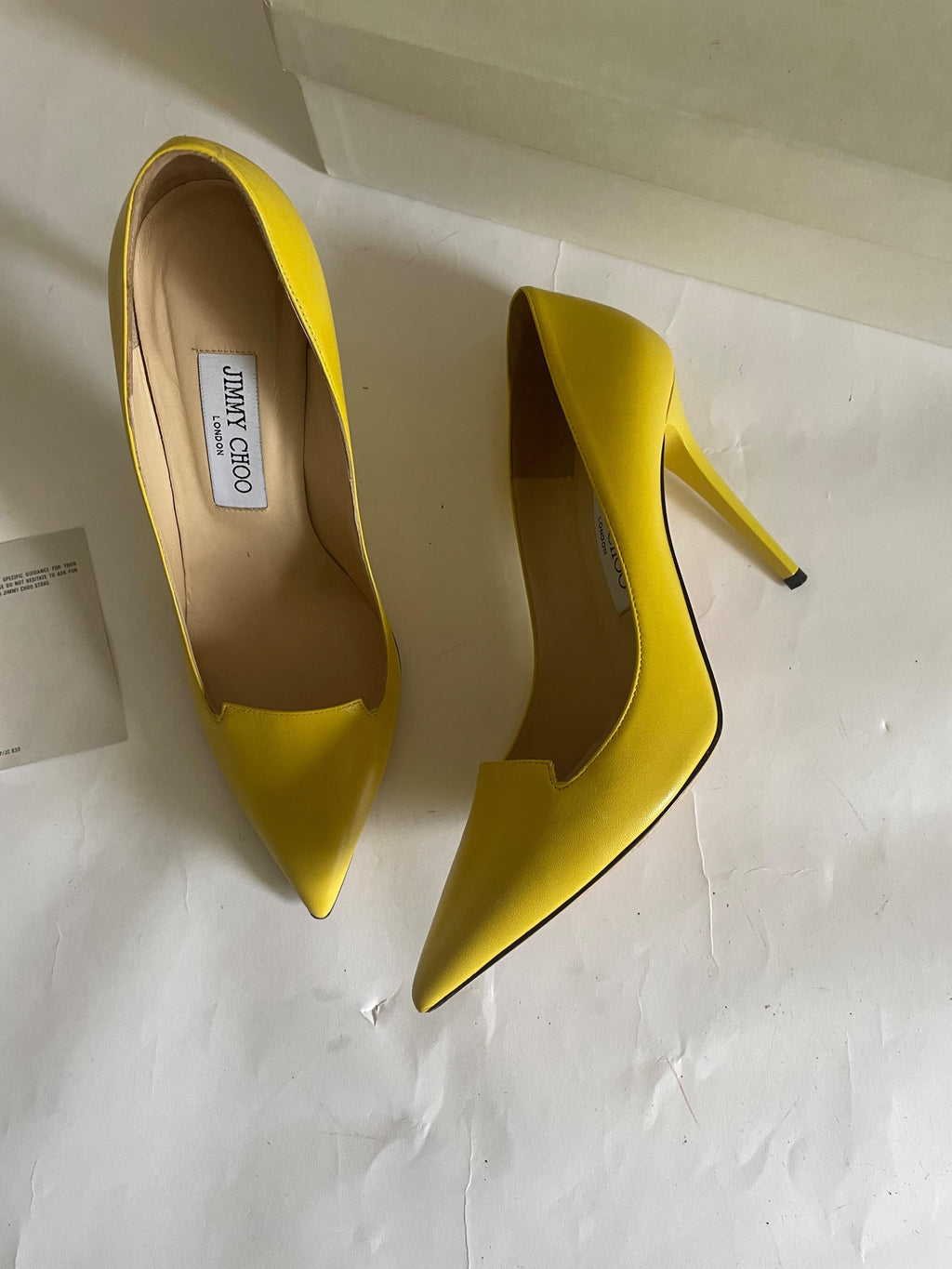 Avril Yellow Kid Leather Pointy Toe Pumps