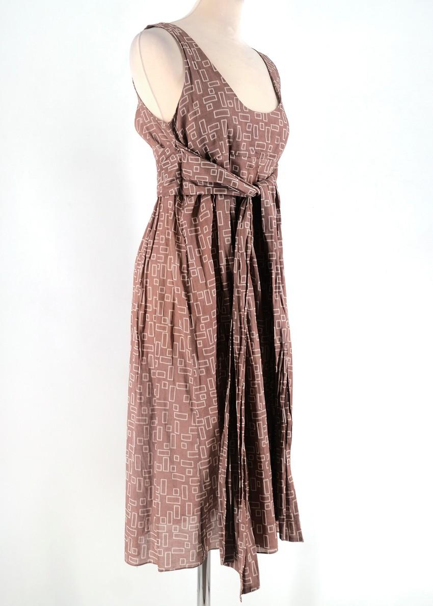 Marni Brown Printed Belted Dress
