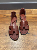 Hermes Rouge Leather Sandals