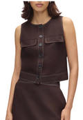 Aligne Summer Linen Mix Button Top in Chocolate