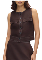 Aligne Summer Linen Mix Button Top in Chocolate