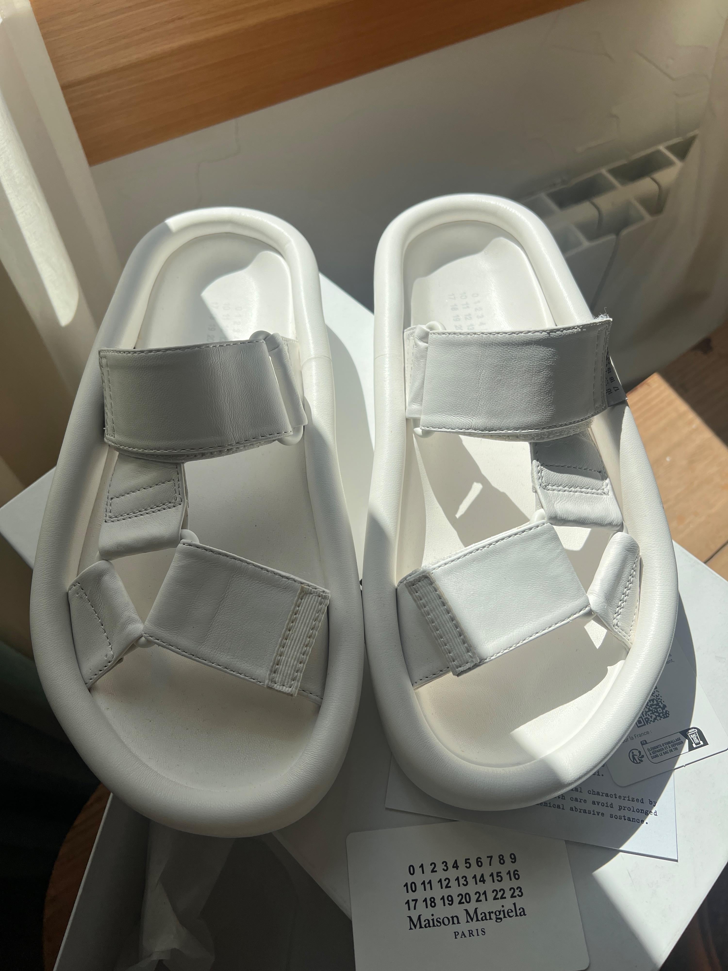 MM6 White Leather Sandals