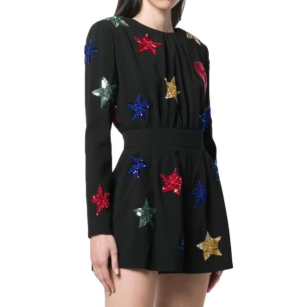 Saint Laurent Black Embroidered Runway Playsuit
