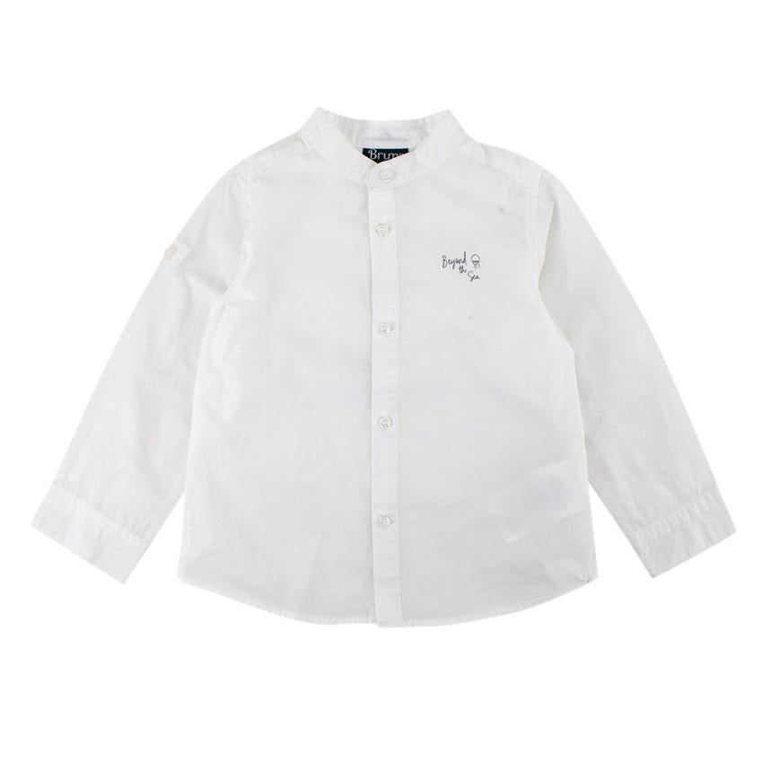 Brums Baby Boy White Cotton Long Sleeve Button-Down Shirt