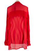 Victoria Beckham Red Sheer Ruffle Detail Blouse