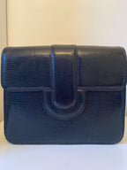 Vintage Black Lizard Embossed Patent Leather Bag