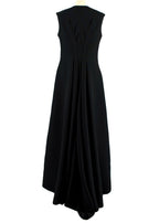 Black Flared Pleated Zip Gown