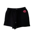 Markus Lupfer lip logo black sweat shorts
