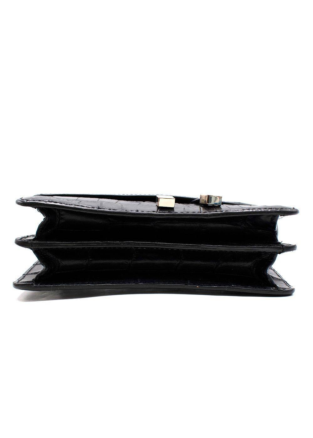 Chylak “Glossy Black Crocodile” Print Crossbody Bag