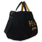 Fendi  Black Wool Logo Tote