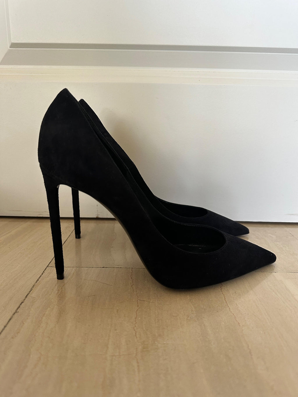 Saint Laurent Black Zoe Suede Stillettos