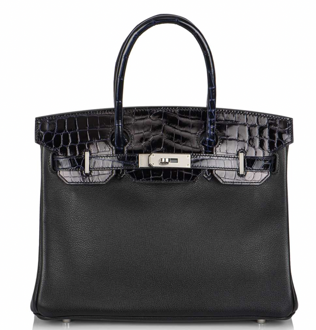 Bleu Marine & Noir Lisse Birkin Touch 30 PHW