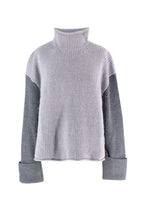 Victoria Beckham Grey Tricolour High Neck Wool Jumper
