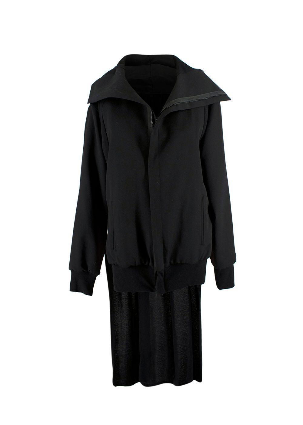 Yohji Yamamoto Black Hooded Jacket with Cape Detail