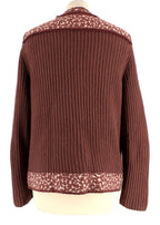 Bottega Veneta Ribbed Knit Dark Rose Cashmere Cardigan